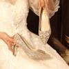 Fashion Luxury Pointed Toe Bling Rhinestone Women Pumps Champagne Colors Shallow 6/8CM High Heels Bridesmaid Wedding Shoes