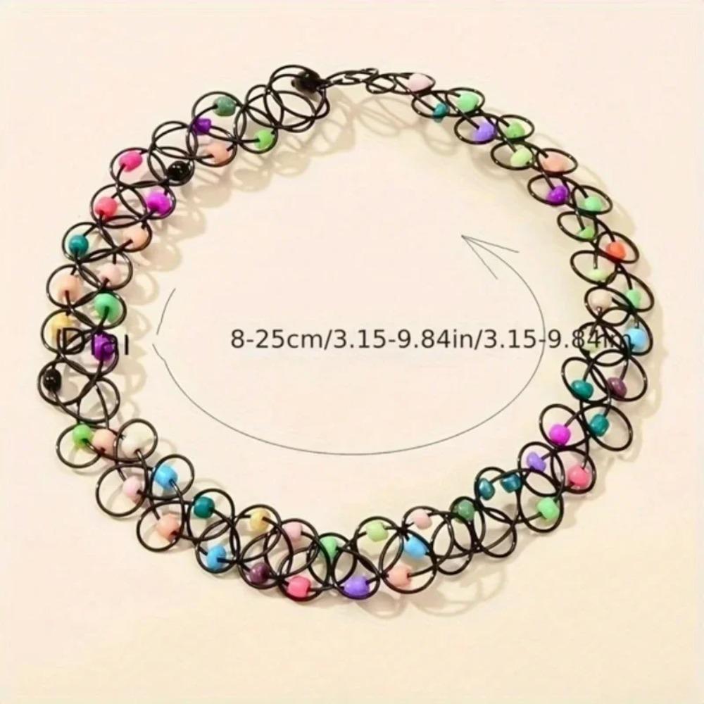 Vintage Elastic Braided Fish Thread Choker Gothic Colorful Necklace Fashion Punk Jewelry Gift for Women Girls
