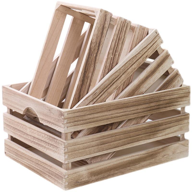 Vintage Solid Wood Decorative Storage Box - Large, Small, or Fruit Prop Frame