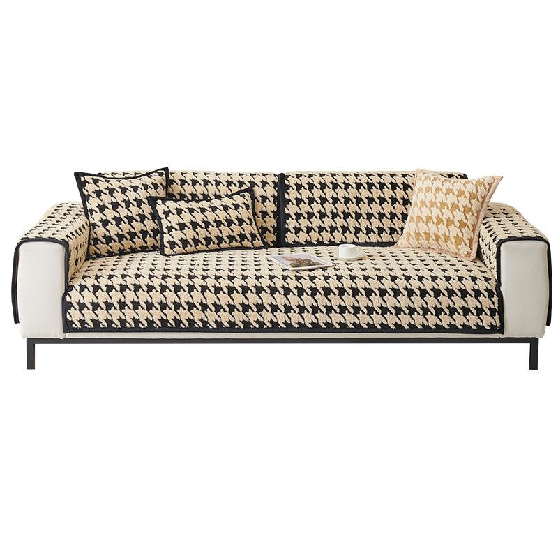 New Qiandongge Sofa Cushion Winter Thickened Plush Seat Cushion High-End Non-Slip Leather Sofa Cover Cover Cloth