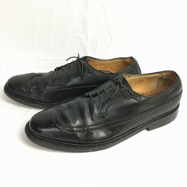 1984 Vintage FLORSHEIM Imperial Kenmoor Flügelspitze Business-Schuhe Schwarz Größe 12D Herren(GEBRAUCHT)