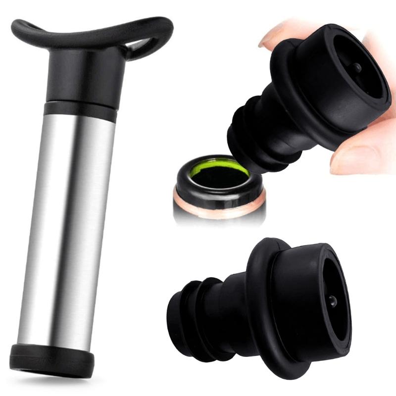 4pcs Home Vacuum Wine Saver Pump Reusable Champagne Bottle Cap Stopper Silicone Sealed Wine Stopper Bar Accessories