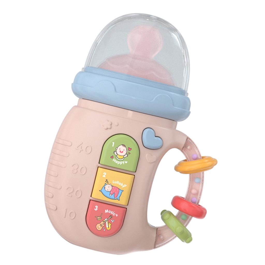 Infant Bottle Shape Teether Toy Soothing Sounds and Lullaby Machine for Early Education