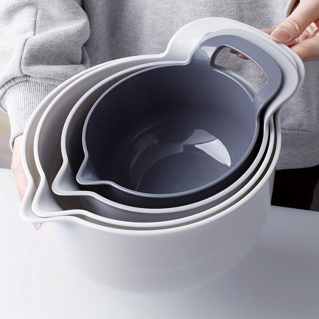 4pcs Plastic Mixing Bowls Set, Non-Slip Salad Bowl, Baking Prep Bowls, Multi-purpose Rinse Bowls, Kitchen Essentials, Various Sizes