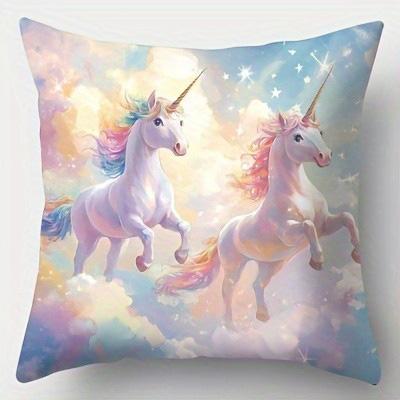 Home Decor Unicorns In Clouds Fantasy Decorative Pillow Covers Pattern Cushion Cover Suitable For Sofa Bedroom Car Pillow Cover