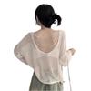 Sunscreen Knit Cardigan: Women's Backless Pearl Thin Long Sleeve Pullover for Summer & Early Autumn