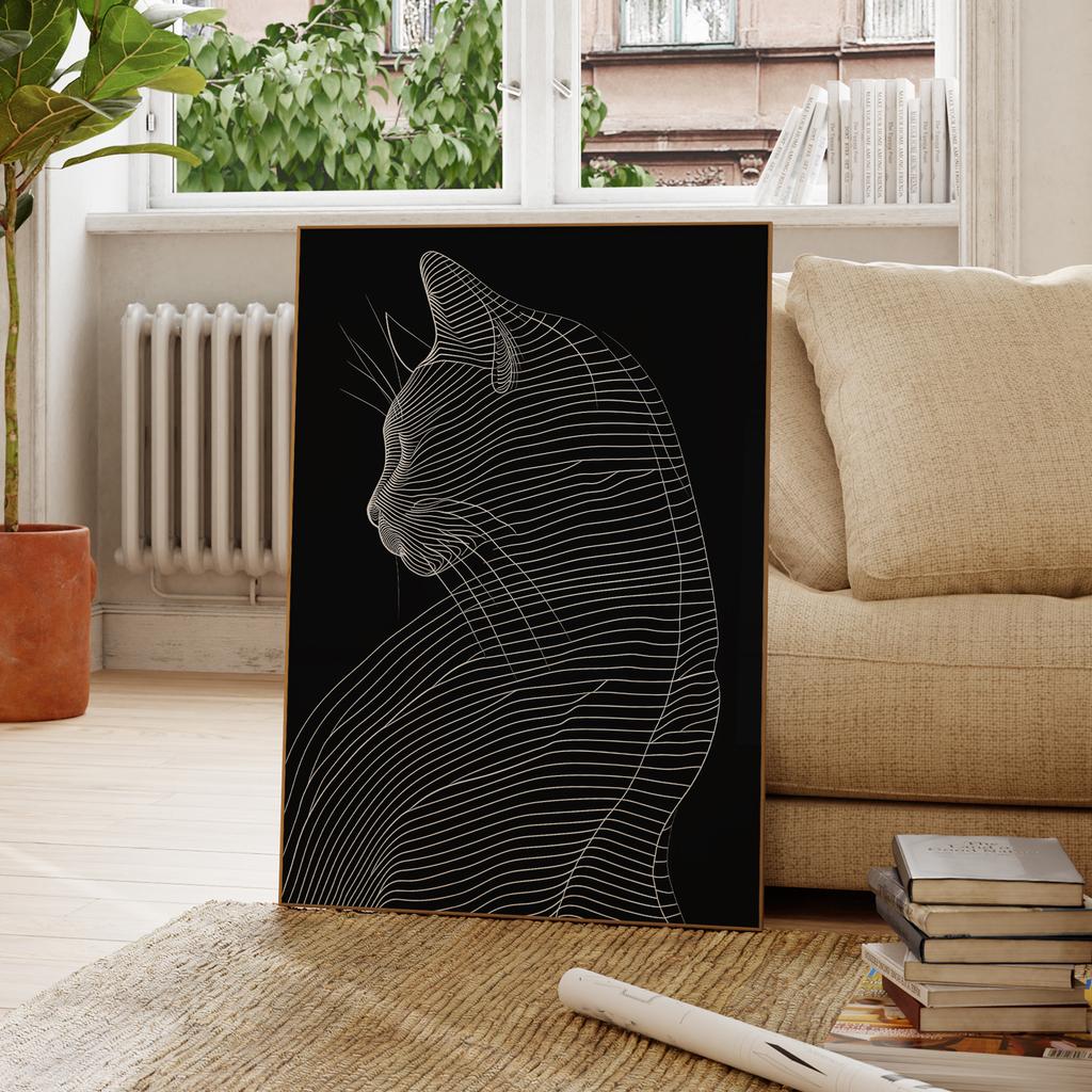 Modern Abstraction Minimalism Deconstructs Cat Silhouette Art Painting Picture Poster Print For Living Room Wall Art Home Decor