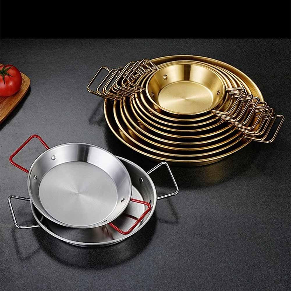 Flat Bottom Seafood Plate Nonstick Surface Stainless Steel Pan Food Tray  Outdoor Camping