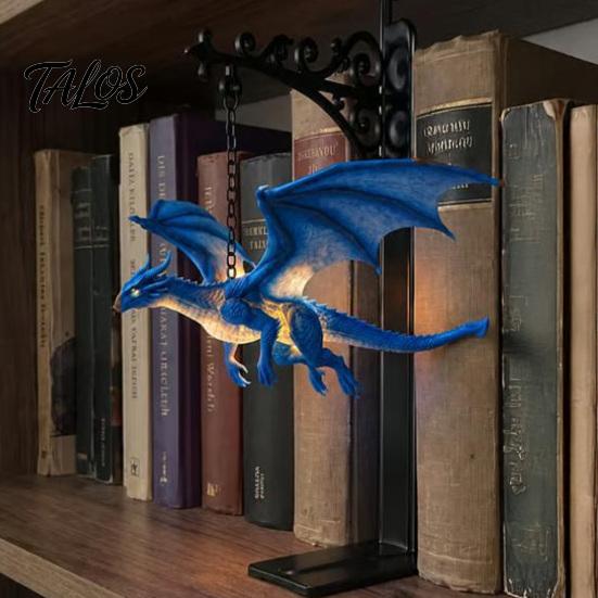 Dragon Collector Item Magical Flying Bookshelf Lamp, Warm Hanging Night Light, Fantasy Room Decor Reading Nook Decor, Unique Gift for Lovers