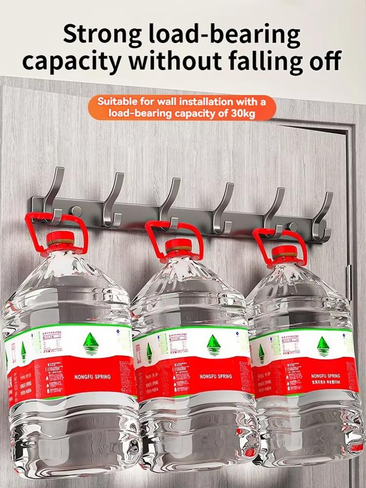 1pcs 4/6/8hooks No Drill Door Behind Hook Storage Wall Hanging Clothes Hanger For Bathroom Kitchen Hanging Towels Accessories