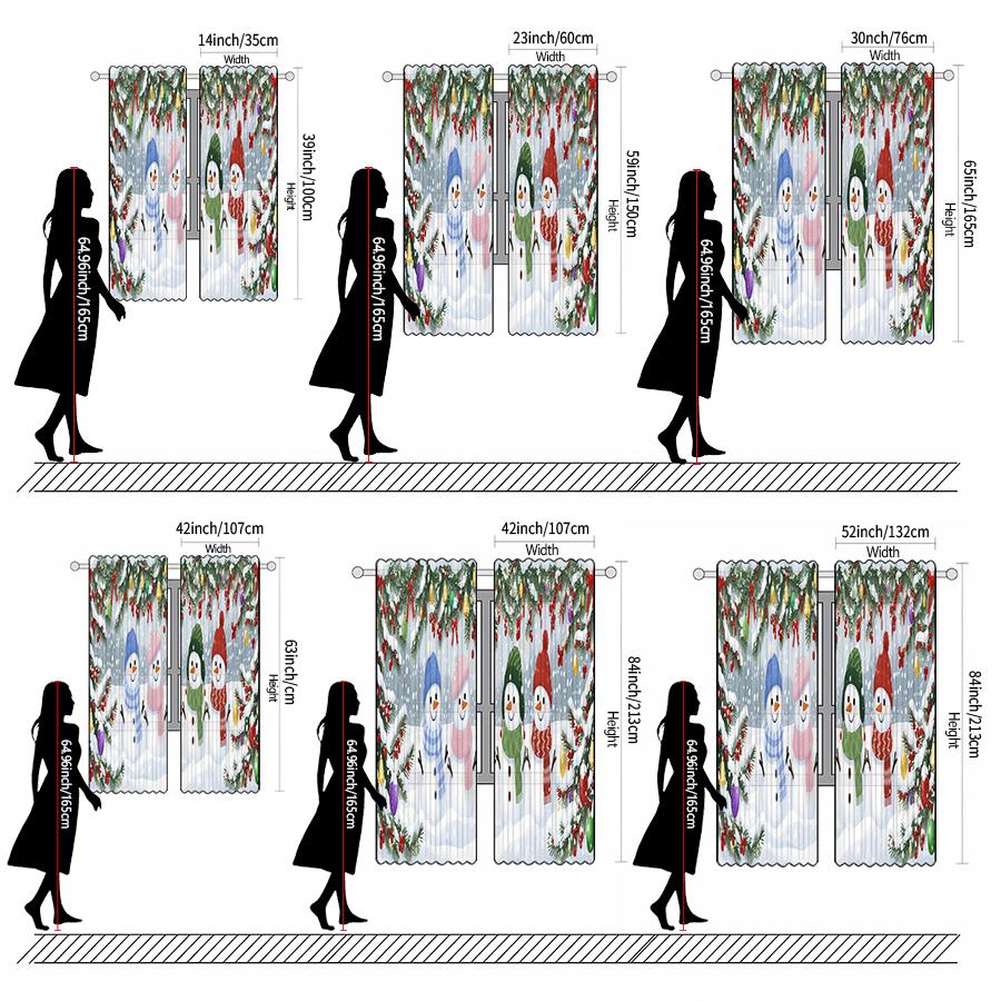 Christmas Snowman Printed Curtains Pole Bag Decorations Daily Home Room Made Of Polyester