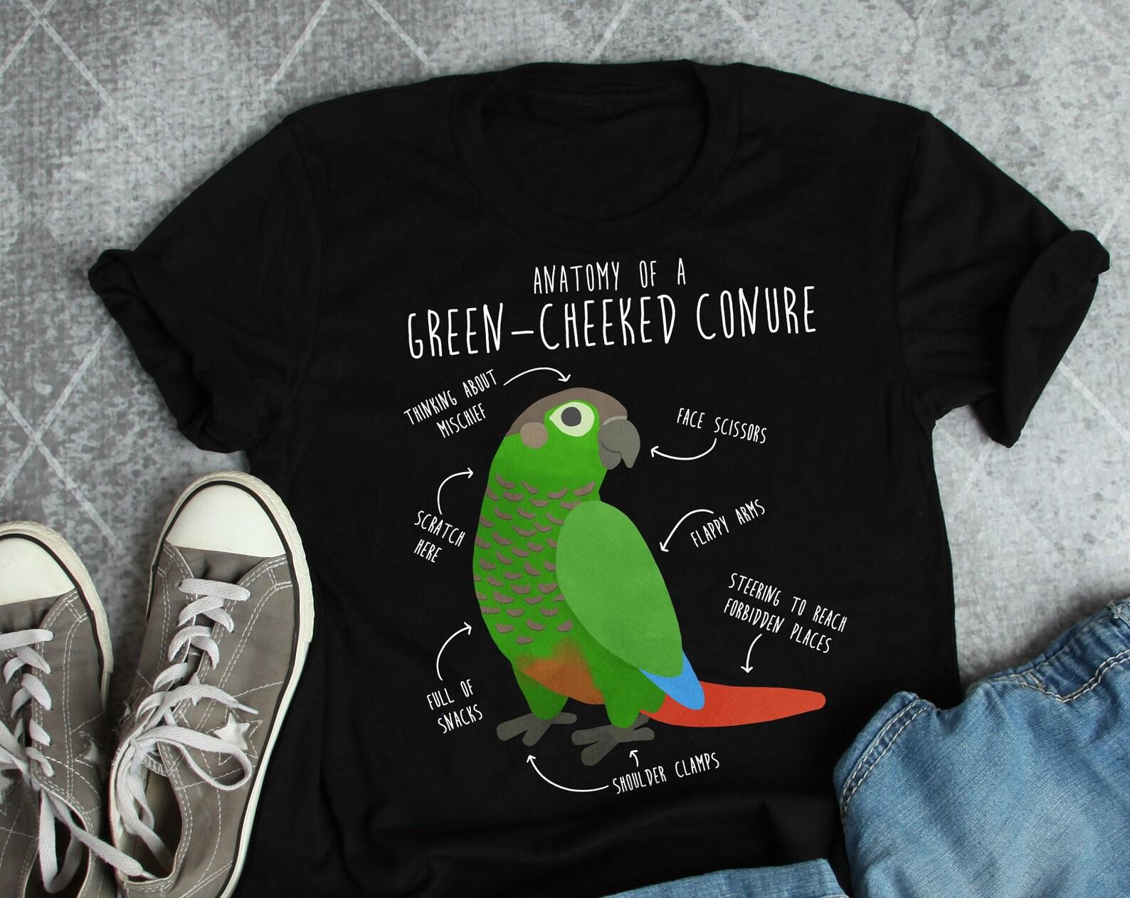 Greencheek Conure Shirt, , , Funny Parrot Lover Gift, Cute Pet Green Cheek Conure T-shirt, Greencheeked Cheeked, Bird Anatomy 110