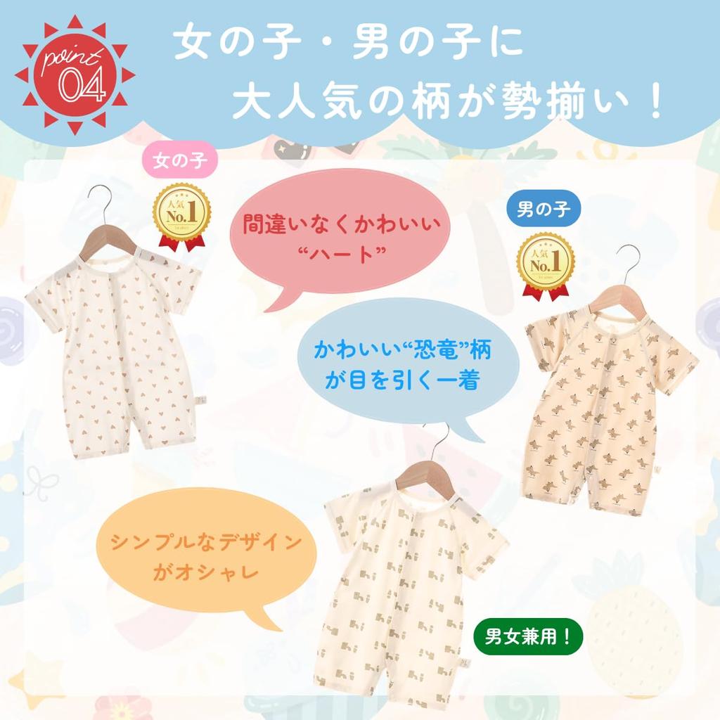 luaCitron Romper for Girls and Boys, Short Sleeve, Newborn Clothes, Baby Clothes, Coverall, Spring/Summer, Open-Front, Baby Underwear, Gift, Simple, S