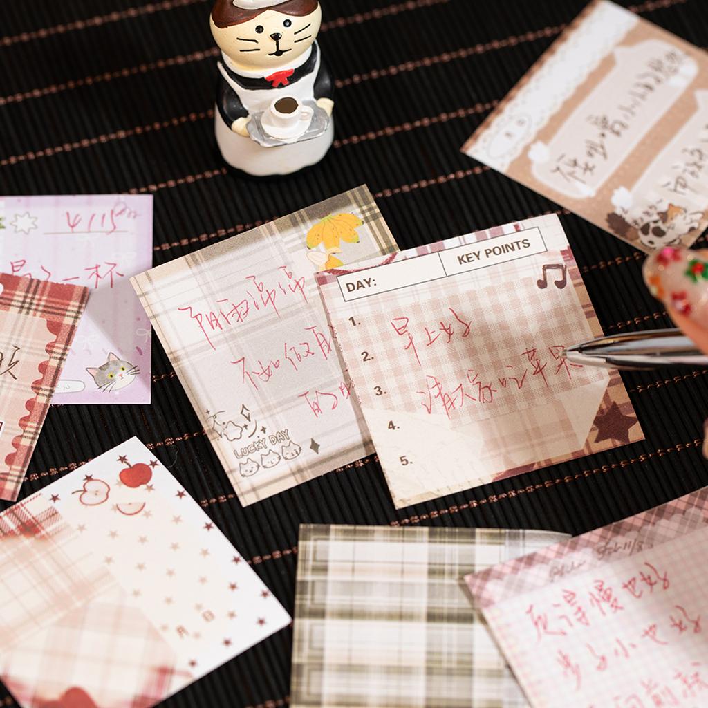 50sheets Grid Diary Series Light Retro Tearable Message Memo Sticker DIY Diary Scrapbook Planner Handbook Decorative Stickers