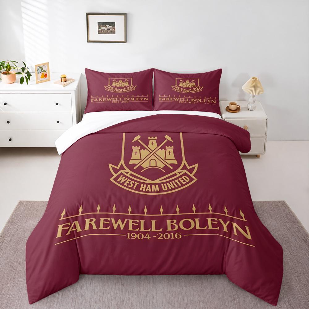 3 Piece Bedding Set West Ham Farewell Boleyn 1904 2016 Gold Crest Maroon Duvet Cover for Men Fan Gift