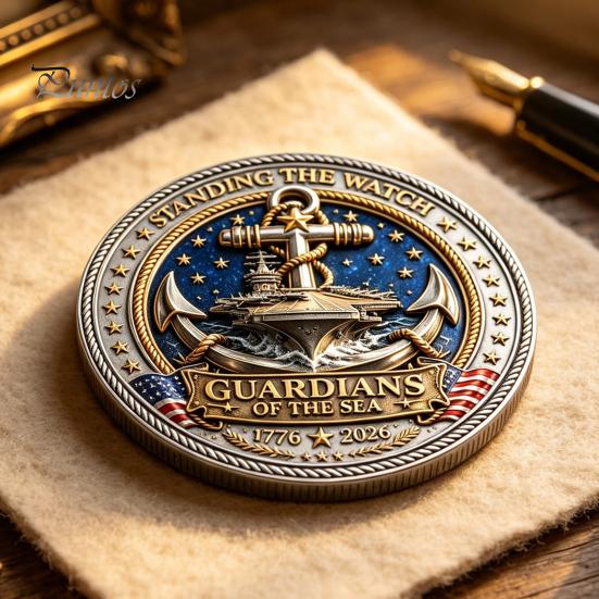 Moneta Commemorativa Decorativa Guardiani del Mare, Hanno Montato la Guardia Souvenir Veterano Incisa su Entrambi i Lati Regalo da Collezione per Marina Guardia Costiera