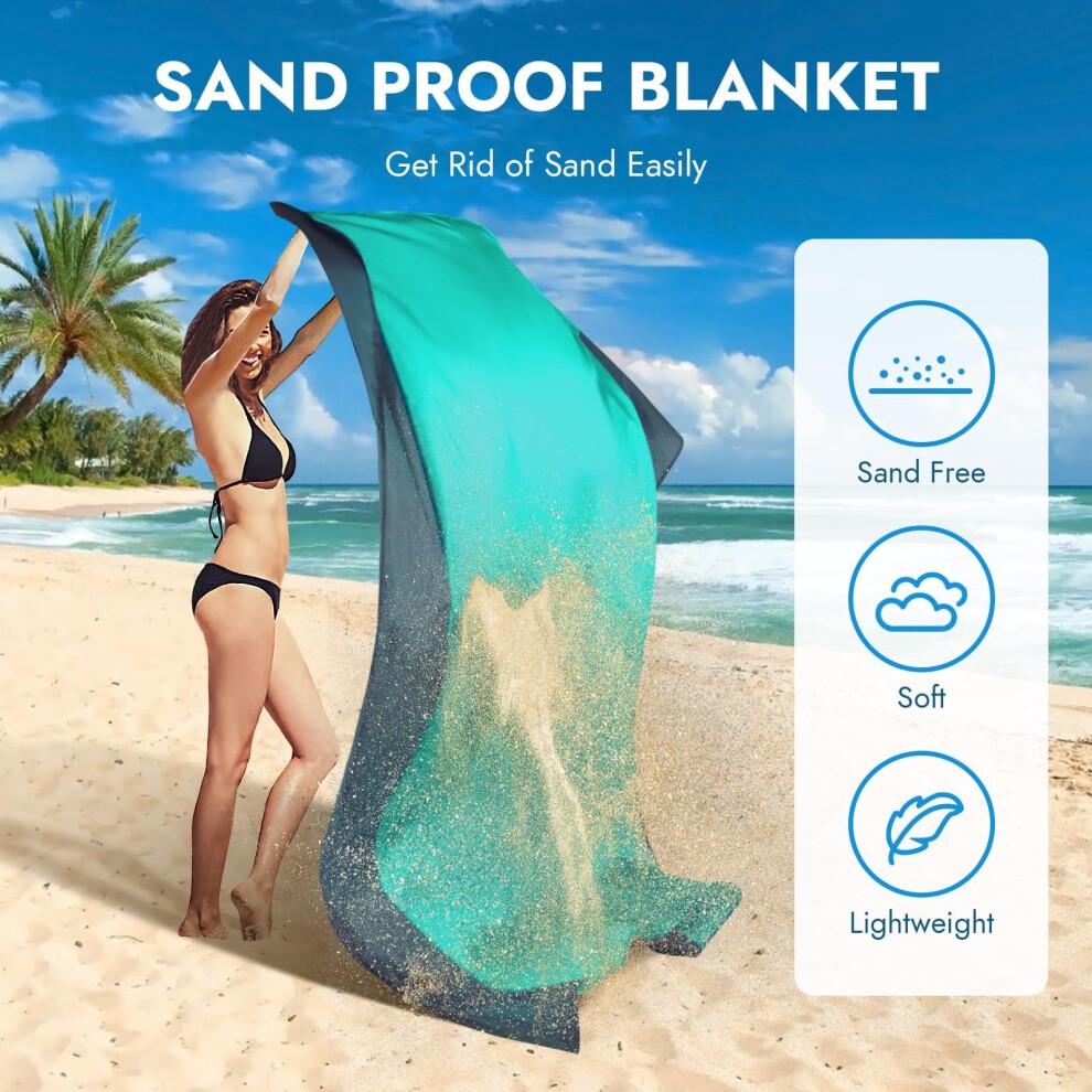 Waterproof Sandproof Beach Blanket 82.7″78.7″ with 4 Stakes & Corner Pockets – Orange, compatible with travel/camping