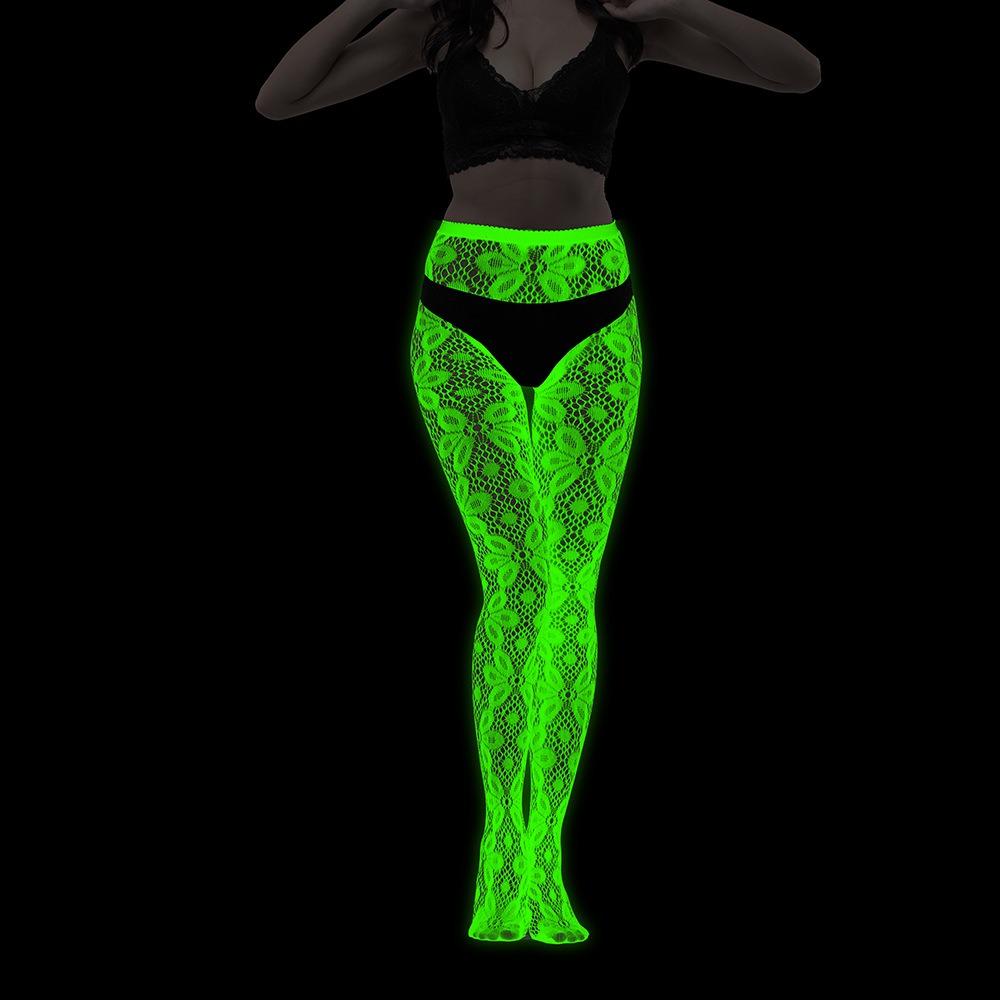 Fashion Spandex Glow In The Dark Stockings Fishnet Nylon Noctilucent Stockings Noctilucent Shiny Pantyhose Women
