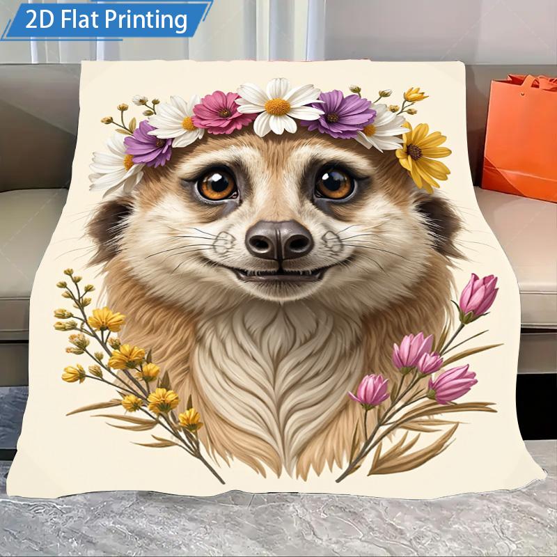 1pc Flannel Blanket Cute Puppy Print Blanket - Soft Flannel Throw for Dog Lovers, Cozy Home Decor