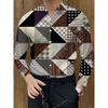 Men's Splice Geometry Beach Shirt Black White Hawaiian Casual Shirt Men's Vintage Shirt Long Sleeve Top
