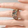Luxury Inlaid Multicolored CZ Women's Ring Aesthetic Gold Color Geometry Daily Wear Party Jewelry Anniversary Gift