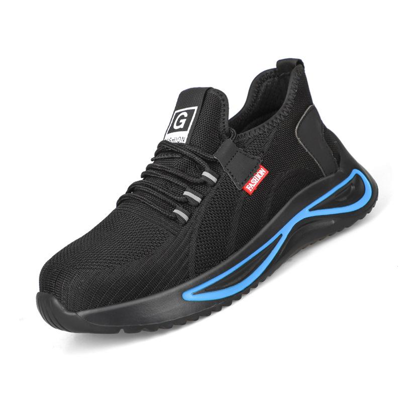 Men Safety Shoes Anti Smash Anti Puncture Breathable Casual Fly Knit Protective Work Shoes Direct Supply 36