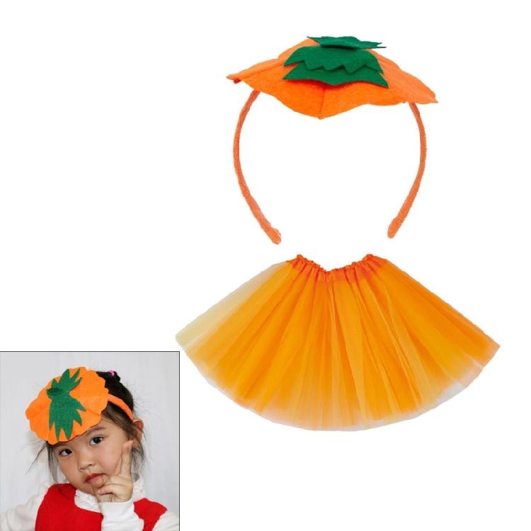 Pumpkin Costume Include Hairband, Skirt for Kid Birthday Halloween