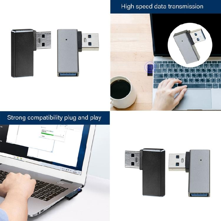 Right Angle USB 3.0 Adapter Male to Female Charging Converter for Easily Connection Card Reader and Other Electronics