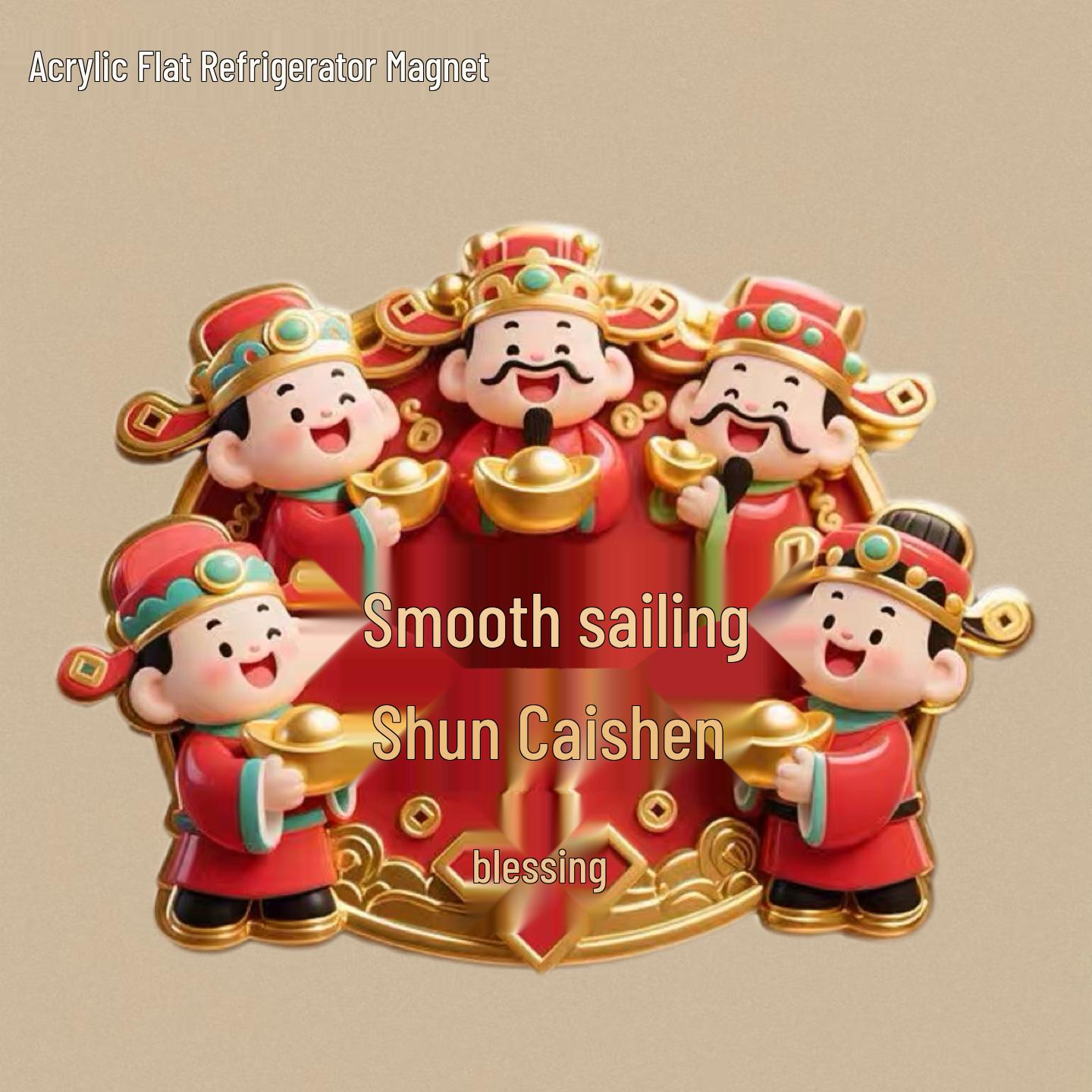 Five Gods of Wealth Acrylic Magnetic Fridge Magnet - New Year Blessing & Home Decoration