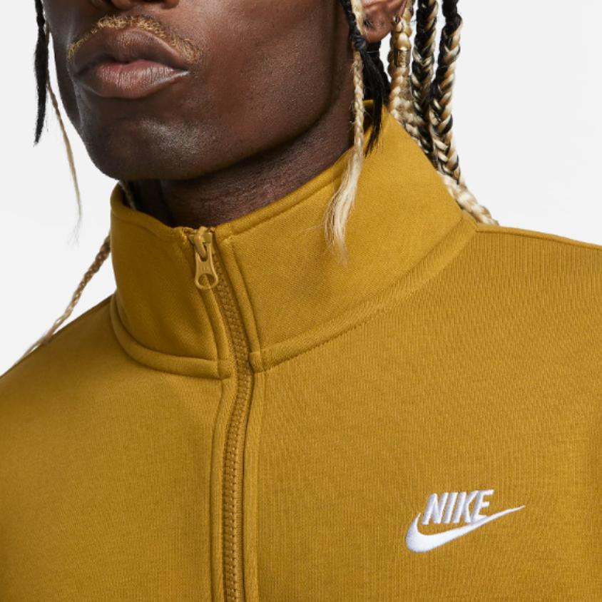 Nike Sportswear Club Logo Embroidered Half-Zip Design Retro American Sweatshirt Men sweatshirt Beige DD4732-716