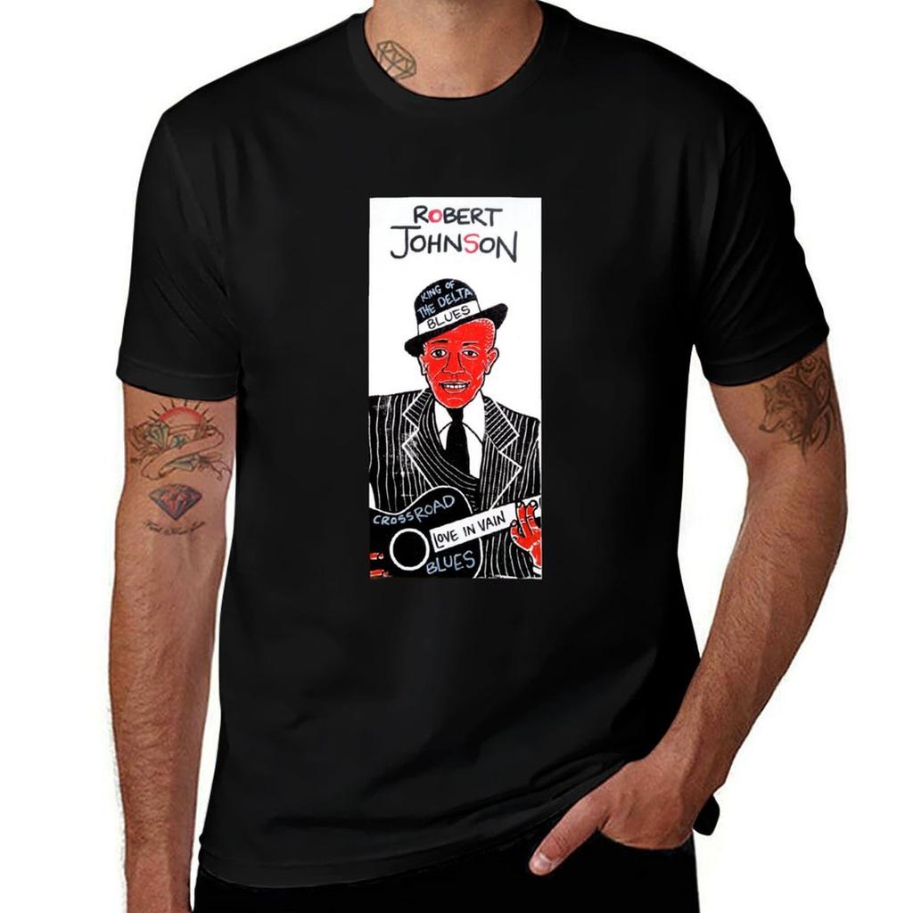 Robert Johnson Blues Folk Art TShirt Plus Size Workout Short Sleeve Top