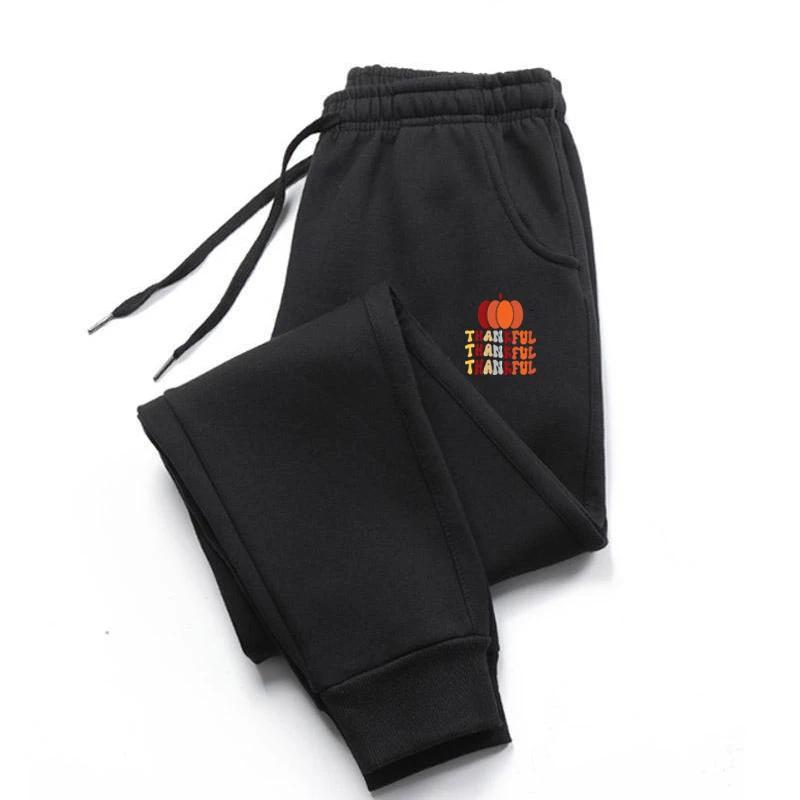 Men's Printed Autumn Winter Fitness Jogging Sport Trousers Loose Fit Solid Color Streetwear Pants