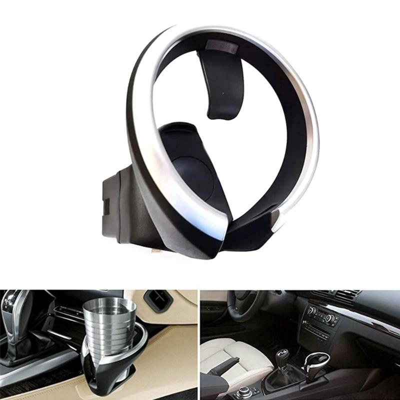 ABS Center Console Drink Cup Insert for E81 E82 E87 E88 E90 E91 E92 E93 and X1 E84, 51160443082 51169144632 Black Silver Interior Cabin Part