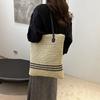 Summer Woven Tote Bag With Zipper Closure For Casual Daily Use