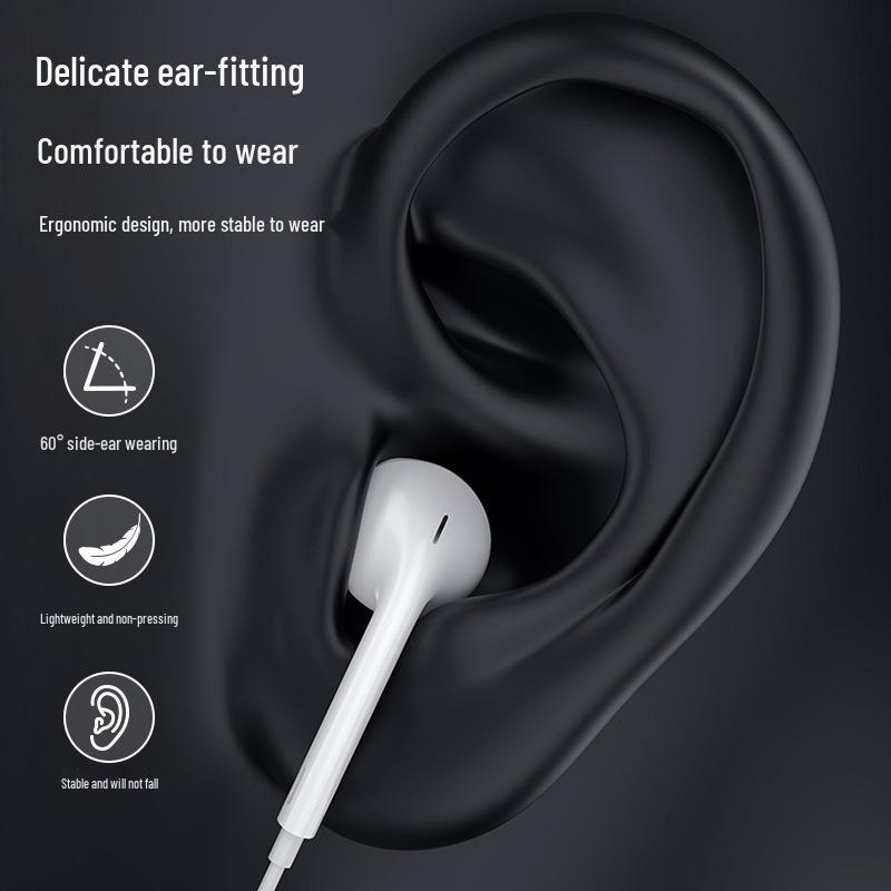 3.5mm Wired Earphones with Mic, Bass Surround Sound, Compatible with Apple & Android