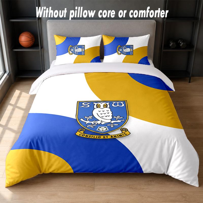 Sheffield Wednesday Football Design Bed Bedding Set 1 Duvet Cover + 2 Pillowcases Soft Breathable Household Bed Linens