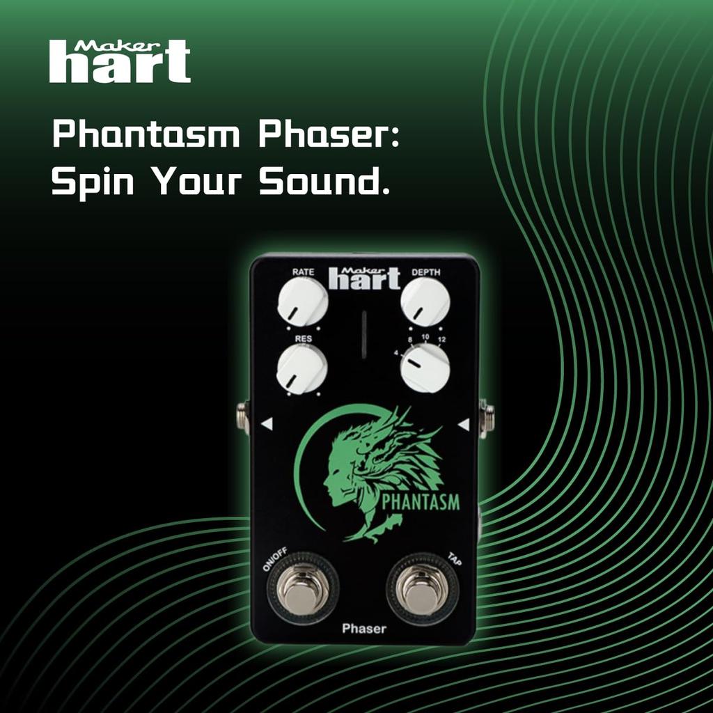 Maker Hart Phaser phaser effect pedal with TAP DSP and digital filter for guitar 12-stage TEMPO, 32-bit processing, 72-bit effects.