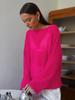 "2025 Spring/Summer Women's Sheer Knit Sweater: European and American Style, Trumpet Sleeves, Round Neck"