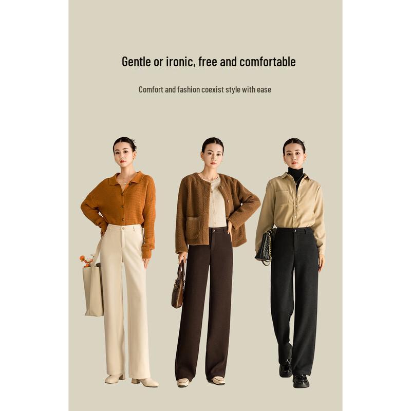 Mengshuya Women's Thickened High-Waisted Straight-Leg Suit Pants