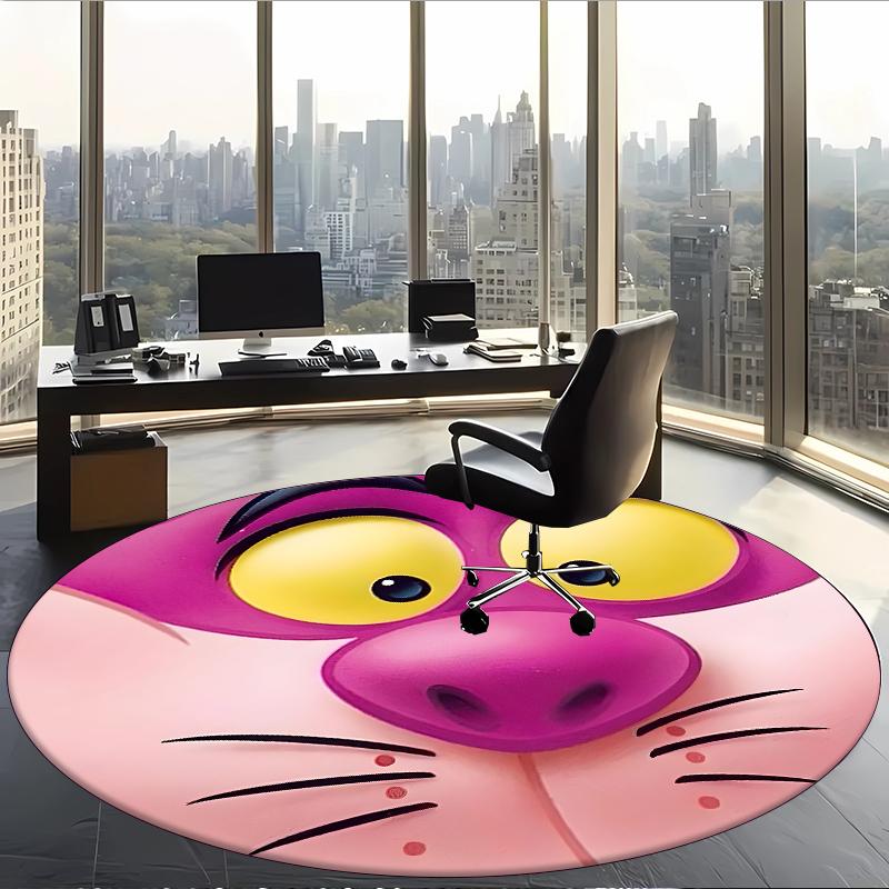 Grinsekatze (1) Runder Büroteppich Dekorativer Bodenteppich für Büro Schlafzimmer Wohnzimmer und Wohnbereich