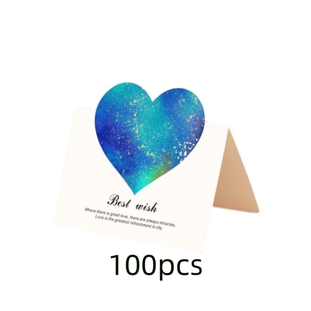 100pcs 3D Starry Sky Heart Greeting Cards Paper Romantic Valentines Day Card Folding Best Wish Thank You Letter Graduation Gift