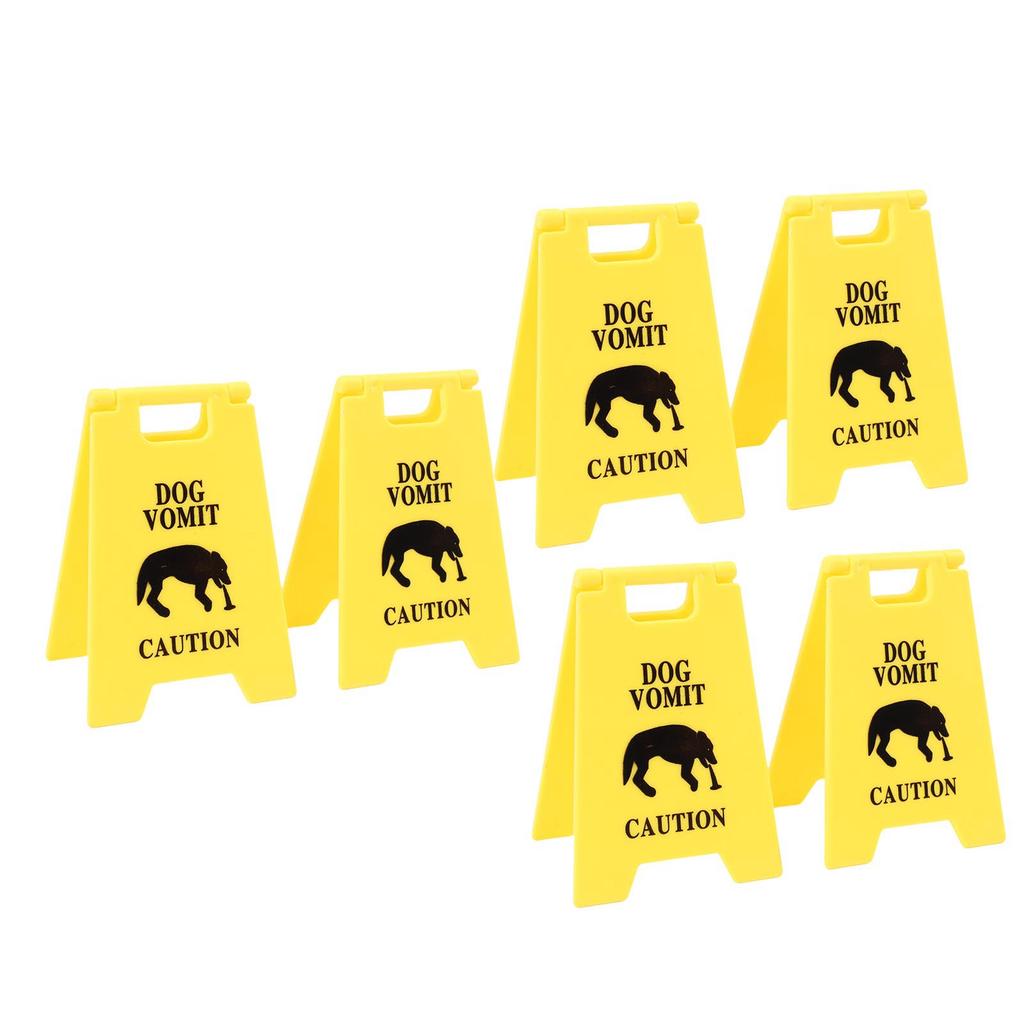 6PCS Dog Vomit Caution Sign Printed Funny Pet Vomit Warning Sign for Yard Home Office Remind Decoration