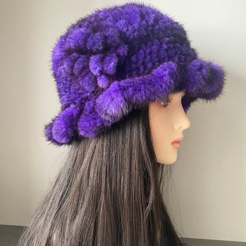 New Mink Fur Hat Women's Winter Mink Fur Women's Winter Hat Thick Versatile Warm Fashion Fur Hat Women's Winter