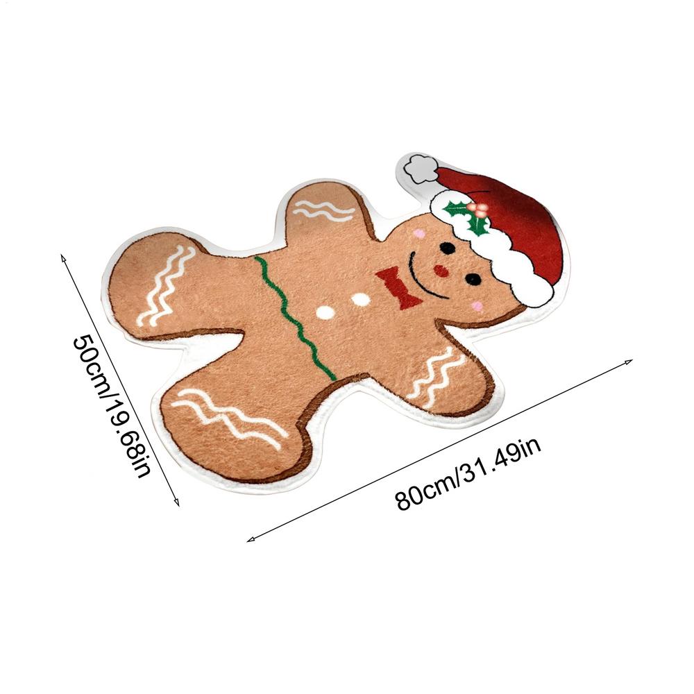 Christmas Bath Mat Snowman Rug Non-slip Cute Cartoon Tree Snowman Design Soft Floor Pad For Toilet Area Shower Bathtub House