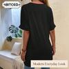 Camicette e camicie da donna con scollo a V, maniche corte, stampa tinta unita casual alla moda