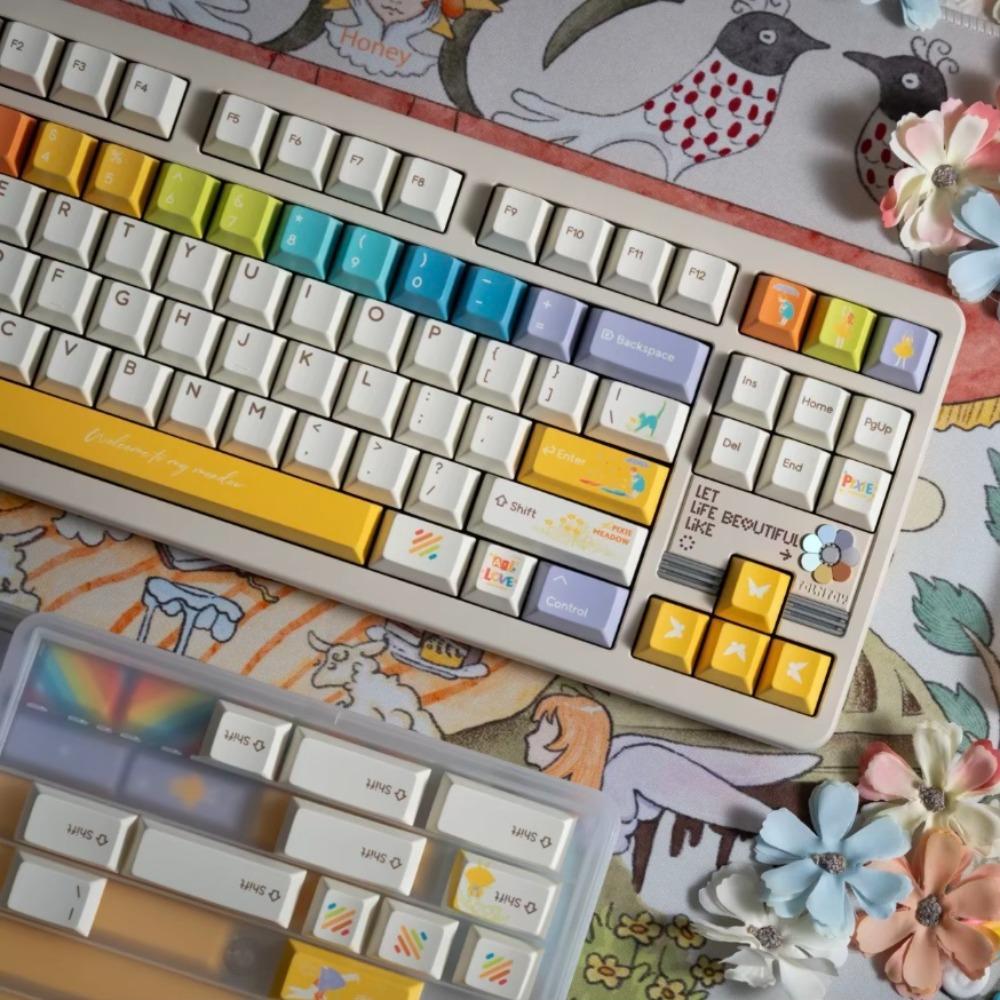 Novrais-PixieMeadow Keycap PBT 175Key Custom Personalized Keyboard Cap Cherry Profile KeyCap for Mechanical Keyboard Accessories