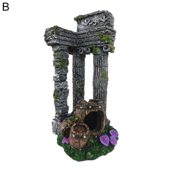 Aquarium Kunstharz Handwerk Antike Relikt Säule Höhle Garnelen Versteck Fischaquarium Ornament