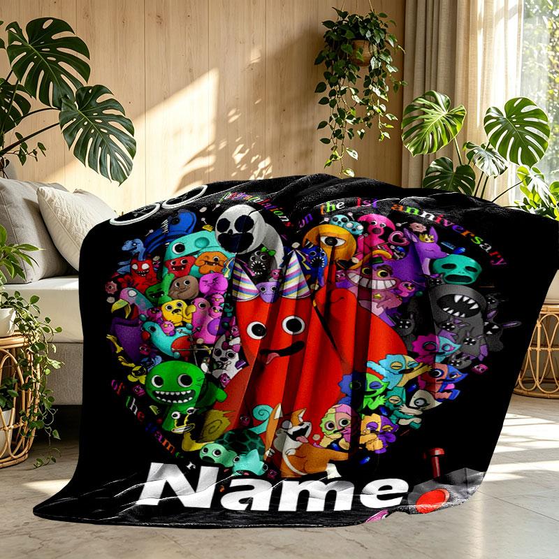 Kişiye Özel İsimli Oyun Rainbow Friends Baskılı Battaniye, Ev Dekorasyonu, Yatak Odası, Kanepe, Kamp, Koltuk, Doğum Günü Noel Hediyeleri