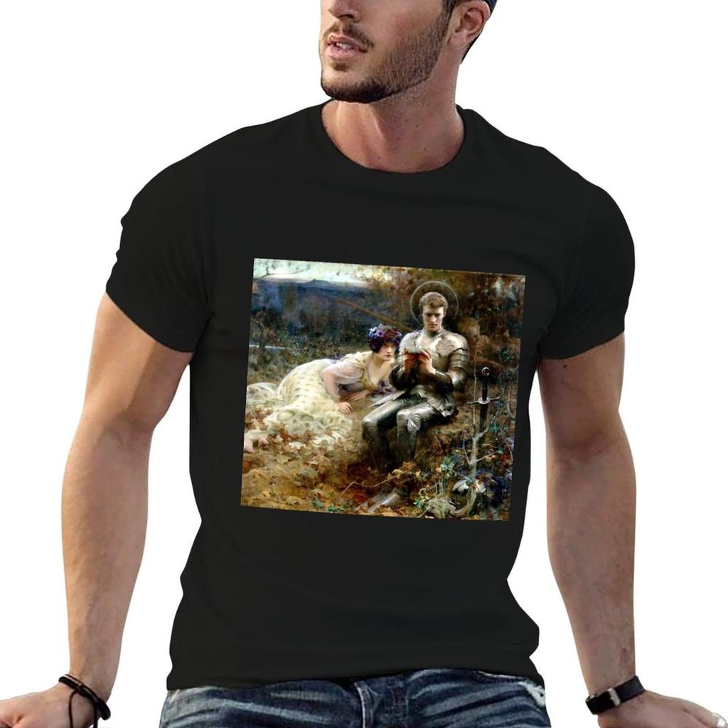 The Temptation of Sir Percival - Arthur Hacker T-Shirt Daily Wear Print T-Shirt
