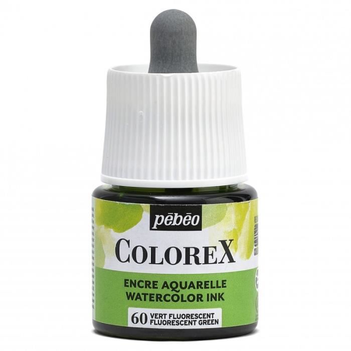 Encre Aquarelle Colorex - Plusieurs coloris disponibles - 45 ml Vert Fluo